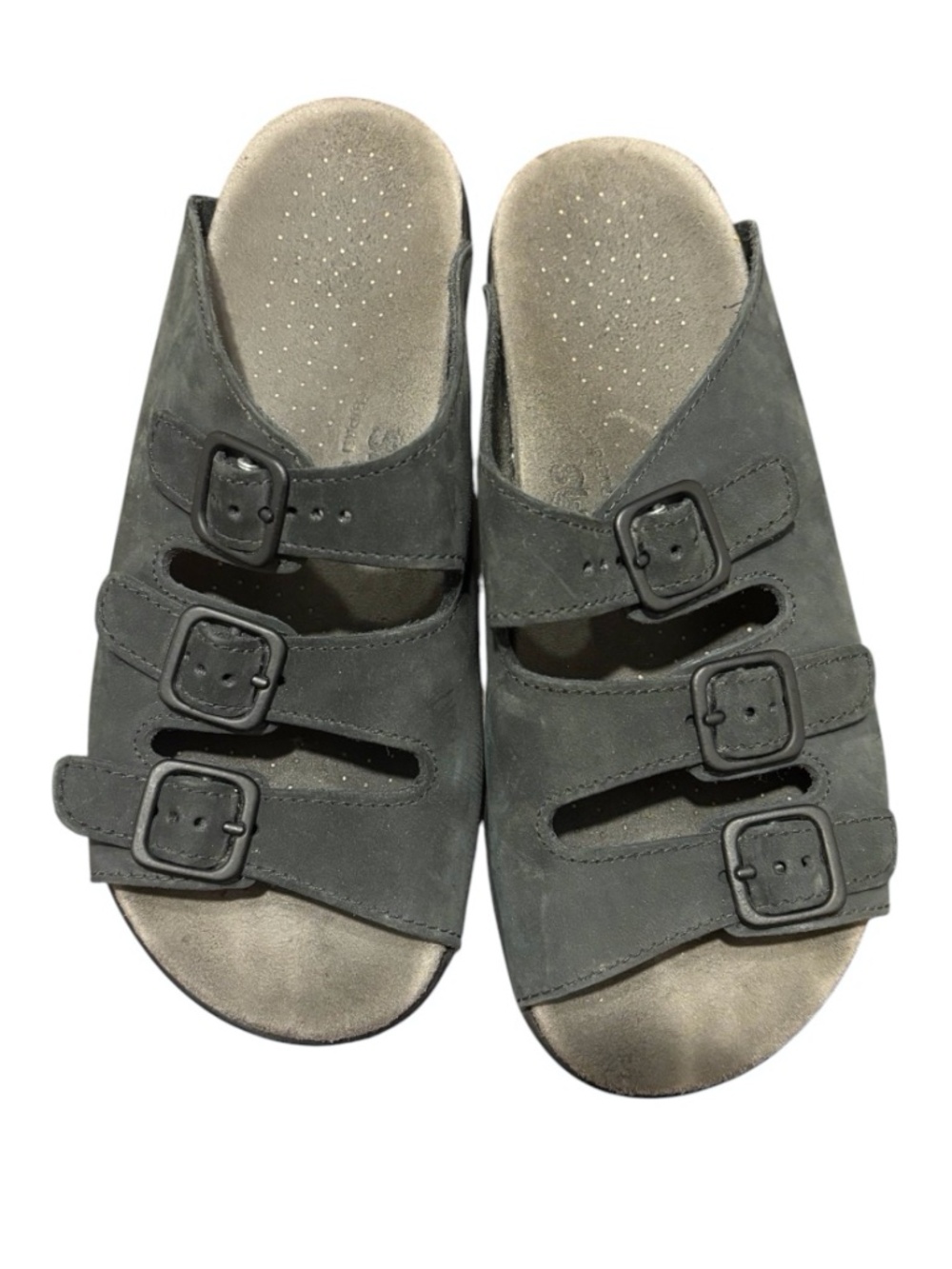 SAS San Antonio Shoes Women's 3 Buckle Strap Sandals Black Size 7